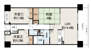貝塚市、マンションの間取り画像です