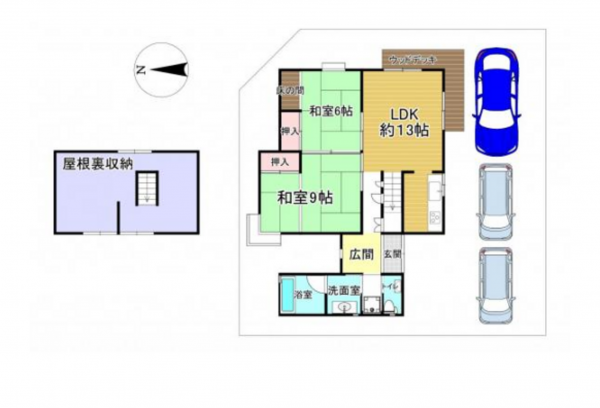 泉南郡熊取町つばさが丘北、中古一戸建ての間取り画像です