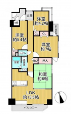 貝塚市王子、マンションの間取り画像です