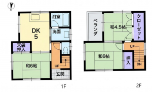 泉佐野市下瓦屋、中古一戸建ての間取り画像です