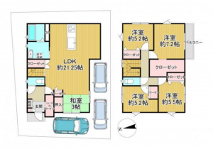 泉南郡熊取町五月ケ丘、中古一戸建ての間取り画像です