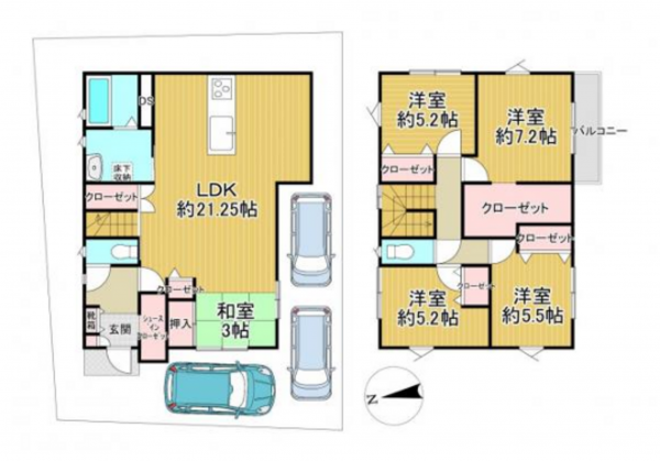 泉南郡熊取町五月ケ丘、中古一戸建ての間取り画像です