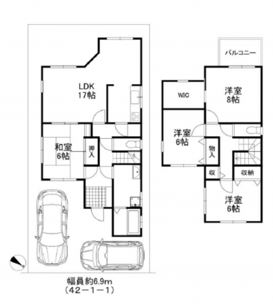 泉南郡熊取町朝代西、中古一戸建ての間取り画像です