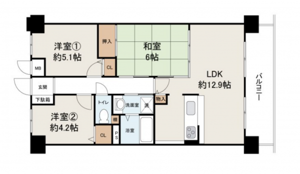 泉佐野市湊、マンションの間取り画像です