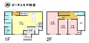 岸和田市中井町、中古一戸建ての間取り画像です