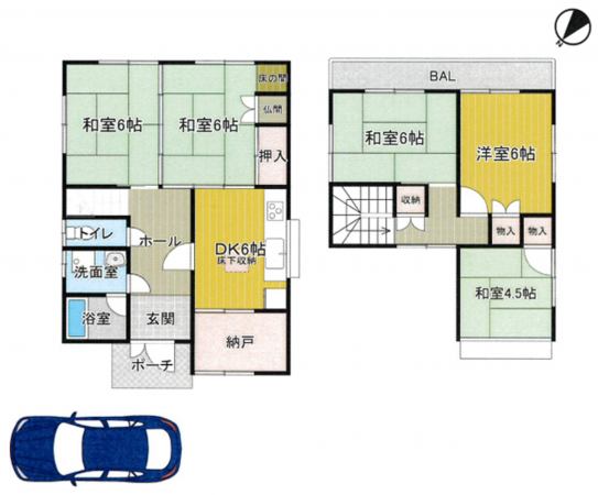 貝塚市海塚、中古一戸建ての間取り画像です