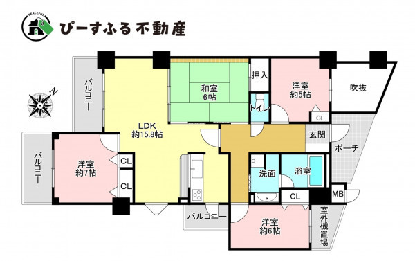 貝塚市清児、マンションの間取り画像です