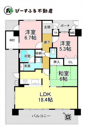 岸和田市野田町、マンションの間取り画像です