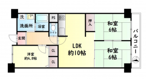 泉佐野市羽倉崎、マンションの間取り画像です