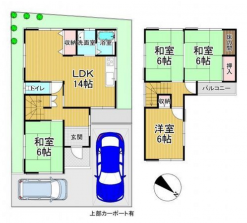貝塚市澤、中古一戸建ての間取り画像です