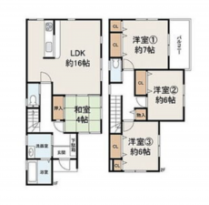 貝塚市久保、中古一戸建ての間取り画像です