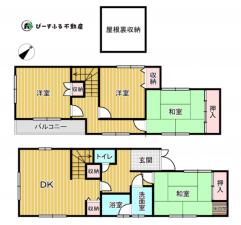 岸和田市池尻町、中古一戸建ての間取り画像です