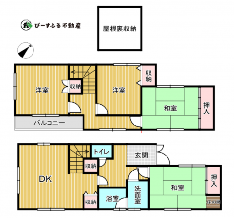 岸和田市池尻町、中古一戸建ての間取り画像です