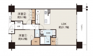 岸和田市土生町、マンションの間取り画像です