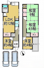 貝塚市津田南町、中古一戸建ての間取り画像です