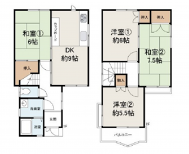 岸和田市池尻町、中古一戸建ての間取り画像です