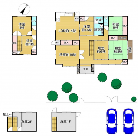 泉佐野市鶴原、中古一戸建ての間取り画像です