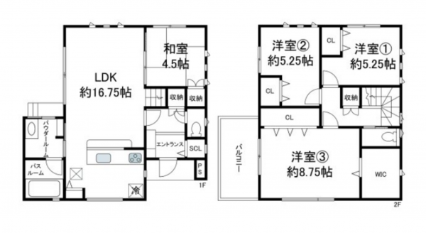岸和田市春木、中古一戸建ての間取り画像です