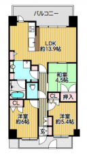 泉佐野市羽倉崎、マンションの間取り画像です