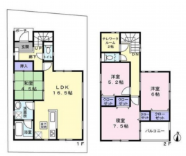 泉佐野市上之郷、中古一戸建ての間取り画像です