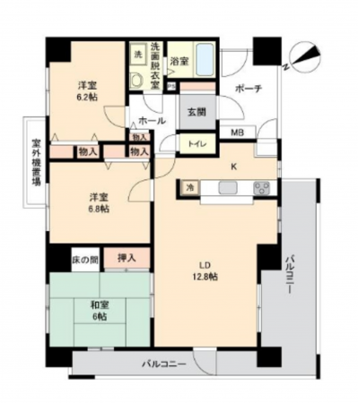 貝塚市二色、マンションの間取り画像です
