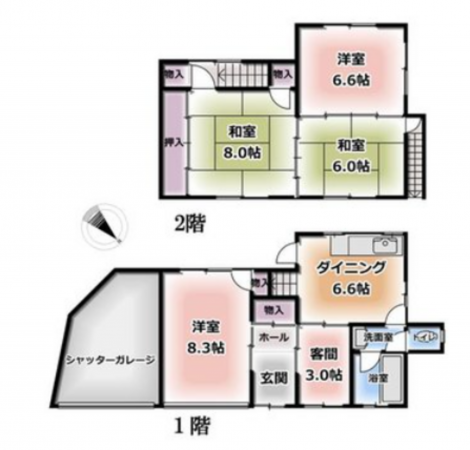 泉南郡熊取町高田、中古一戸建ての間取り画像です