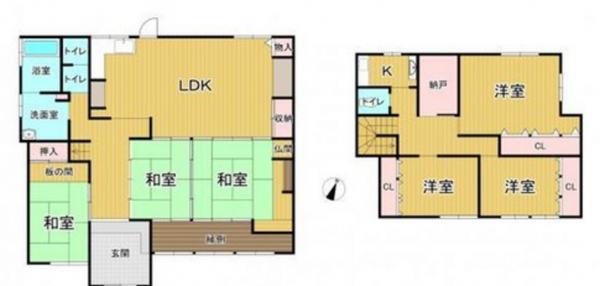 貝塚市脇浜、中古一戸建ての間取り画像です