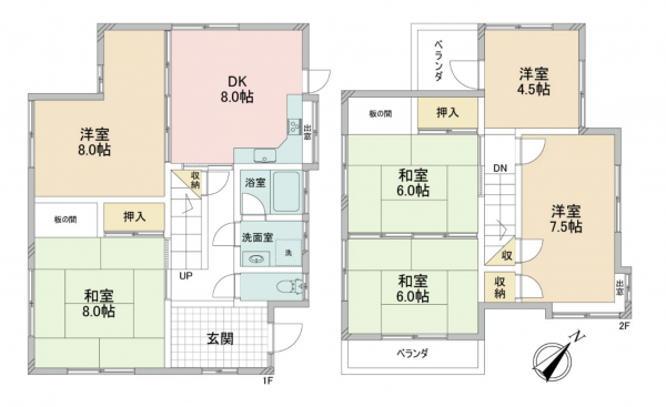 岸和田市春木、中古一戸建ての間取り画像です