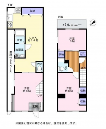 岸和田市別所町、中古一戸建ての間取り画像です
