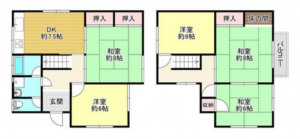 泉南郡熊取町大久保北、中古一戸建ての間取り画像です