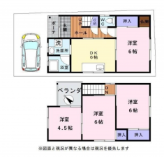 岸和田市八阪町、中古一戸建ての間取り画像です