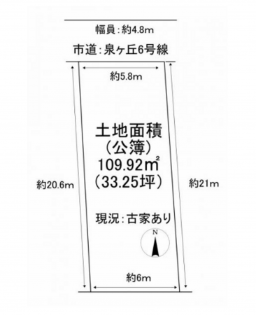 泉佐野市南泉ケ丘、土地の間取り画像です