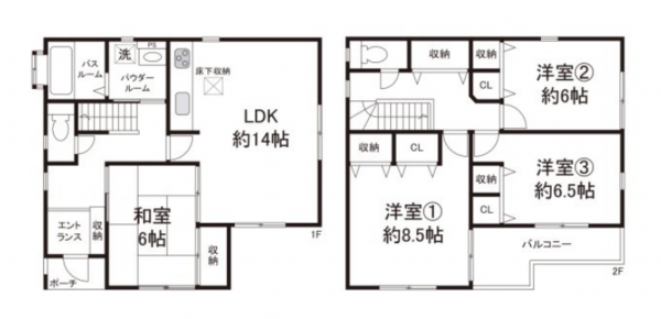 岸和田市下池田町、中古一戸建ての間取り画像です