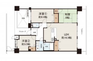 岸和田市土生町、マンションの間取り画像です
