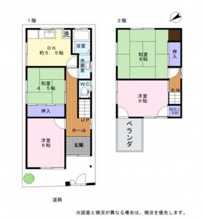岸和田市畑町、中古一戸建ての間取り画像です