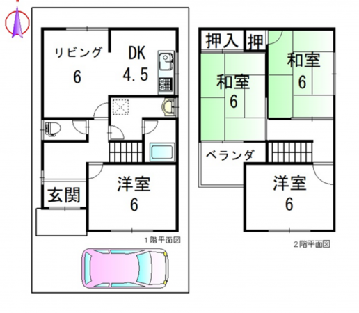 岸和田市松風町、中古一戸建ての間取り画像です
