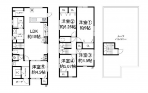泉佐野市日根野、中古一戸建ての間取り画像です