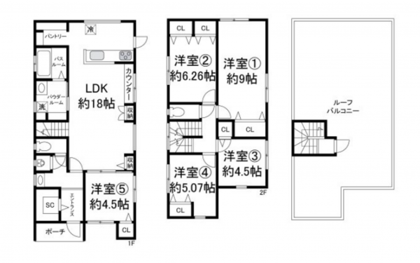 泉佐野市日根野、中古一戸建ての間取り画像です