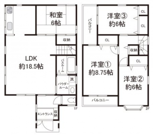 泉佐野市長滝、中古一戸建ての間取り画像です
