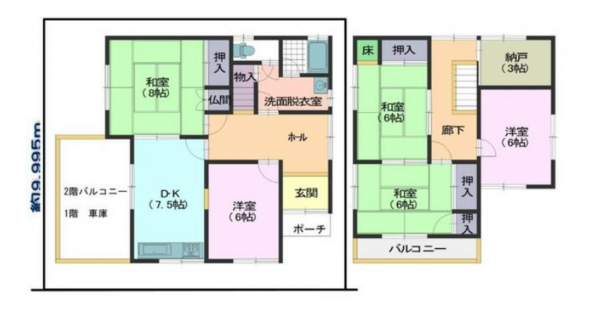 岸和田市松風町、中古一戸建ての間取り画像です
