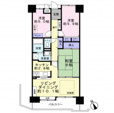 貝塚市北町、マンションの間取り画像です