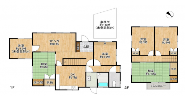 岸和田市小松里町、中古一戸建ての間取り画像です