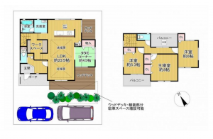 泉佐野市上町、中古一戸建ての間取り画像です