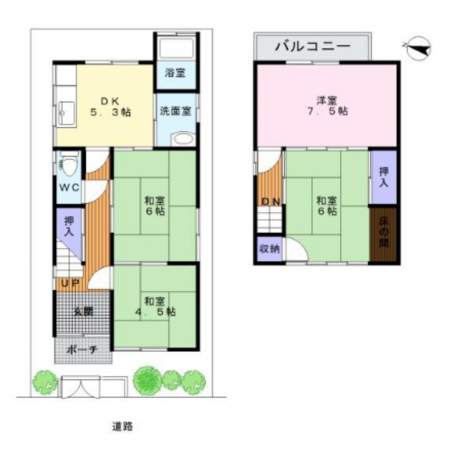 岸和田市加守町、中古一戸建ての間取り画像です