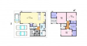 岸和田市並松町、中古一戸建ての間取り画像です