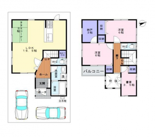 泉佐野市南中安松、中古一戸建ての間取り画像です