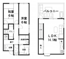 岸和田市南町、中古一戸建ての間取り画像です