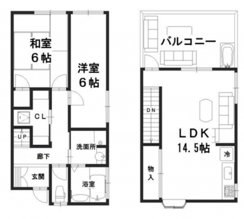 岸和田市南町、中古一戸建ての間取り画像です