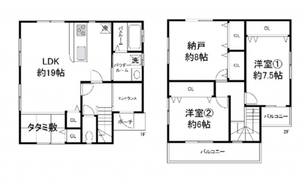 岸和田市春木、中古一戸建ての間取り画像です