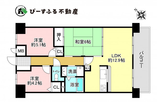 泉佐野市湊、マンションの間取り画像です